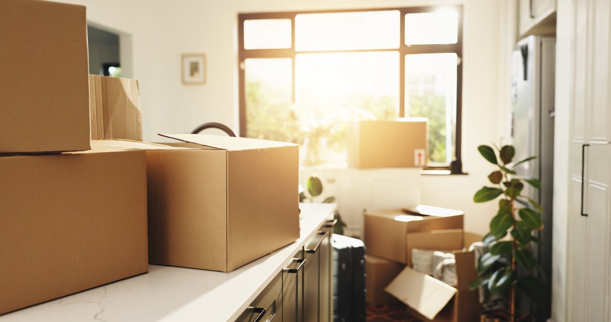 Geräumte Wohnung mit gepackten Umzugskartons – Entrümpelung von Movatrans